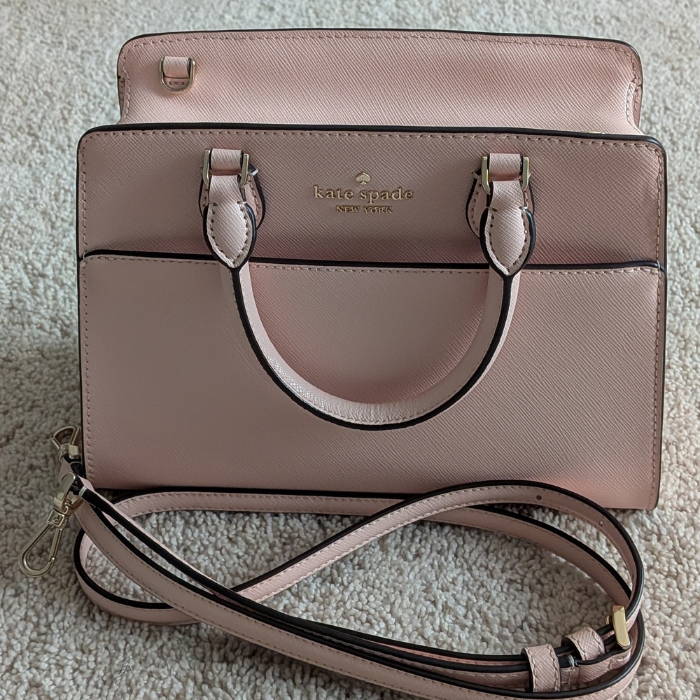 Kate Spade Cameron Blush / Ligpink saffiano leather satchel+crossbody Strap. EUC